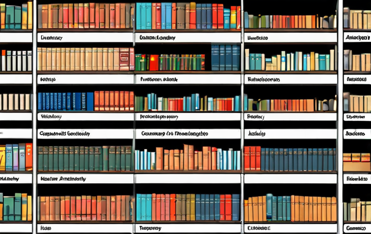 **
> Clear website structure visualized as a well-organized bookshelf, books categorized by genre, author, or subject, representing keyword clusters. Focus on the "pyramid of relevance" concept with general topics at the top and specific subtopics at the bottom. Internal linking arrows connecting related sections.
**