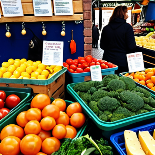 **Image Prompt:** A bustling Dutch market scene. In the foreground, a smartphone displays a website optimized for local businesses in Amsterdam, featuring "Google Mijn Bedrijf" listing with positive reviews. The market stalls are labeled with relevant Dutch keywords, like "verse groenten" (fresh vegetables) and "ambachtelijke kaas" (artisanal cheese). The overall impression is vibrant and easily accessible.