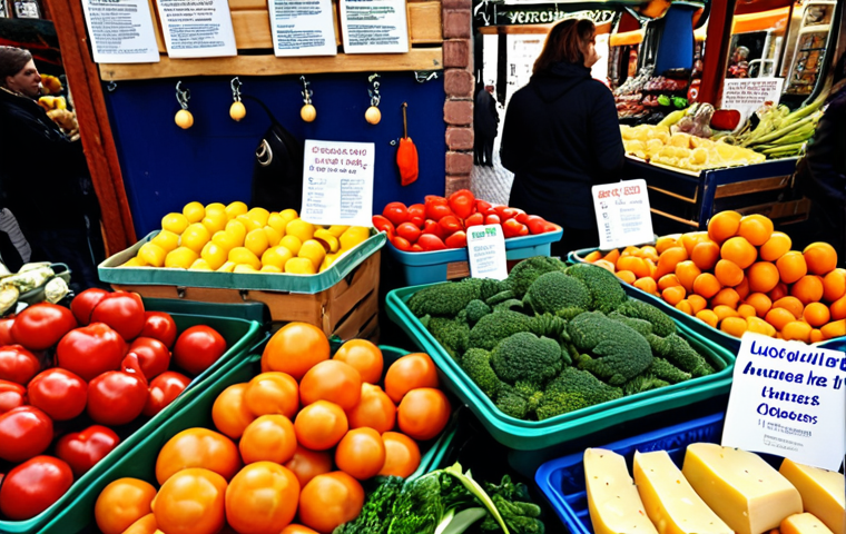 **Image Prompt:** A bustling Dutch market scene. In the foreground, a smartphone displays a website optimized for local businesses in Amsterdam, featuring "Google Mijn Bedrijf" listing with positive reviews. The market stalls are labeled with relevant Dutch keywords, like "verse groenten" (fresh vegetables) and "ambachtelijke kaas" (artisanal cheese). The overall impression is vibrant and easily accessible.